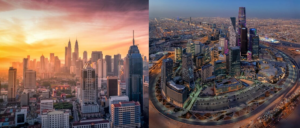 Bangalore, o Vale do Silicio indiano e Riade, capital da Arábia Saudita.