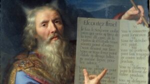Moses and the tables of the Act. Painting by Philippe De Champaigne (1602-1674) Ec. Flam.